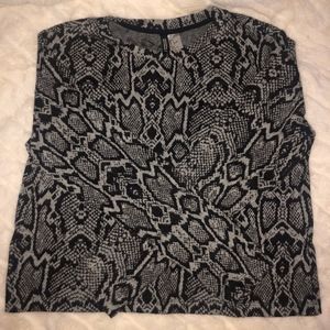 Cropped snakeskin print soft sweater